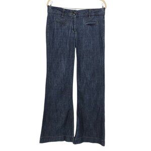 Cabi Jeans Womens 6 Jeans Wide Leg Flared Dark Denim Distressed High Rise